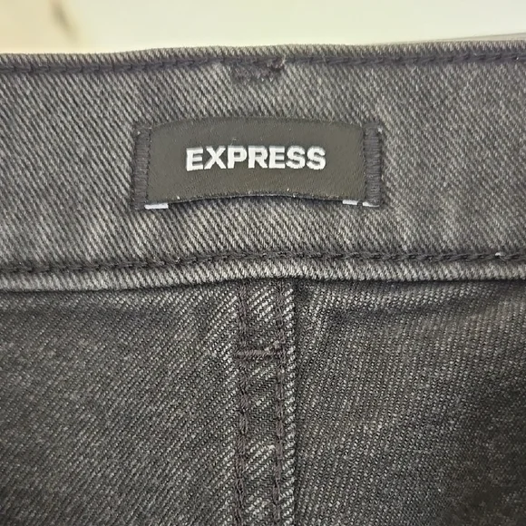 Express Black Distressed Slim Crop Jeans with Frayed Hem | Size 8R - Picture 2 of 6